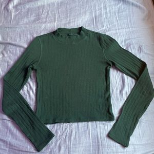 dark green thin cropped turtleneck from american eagle